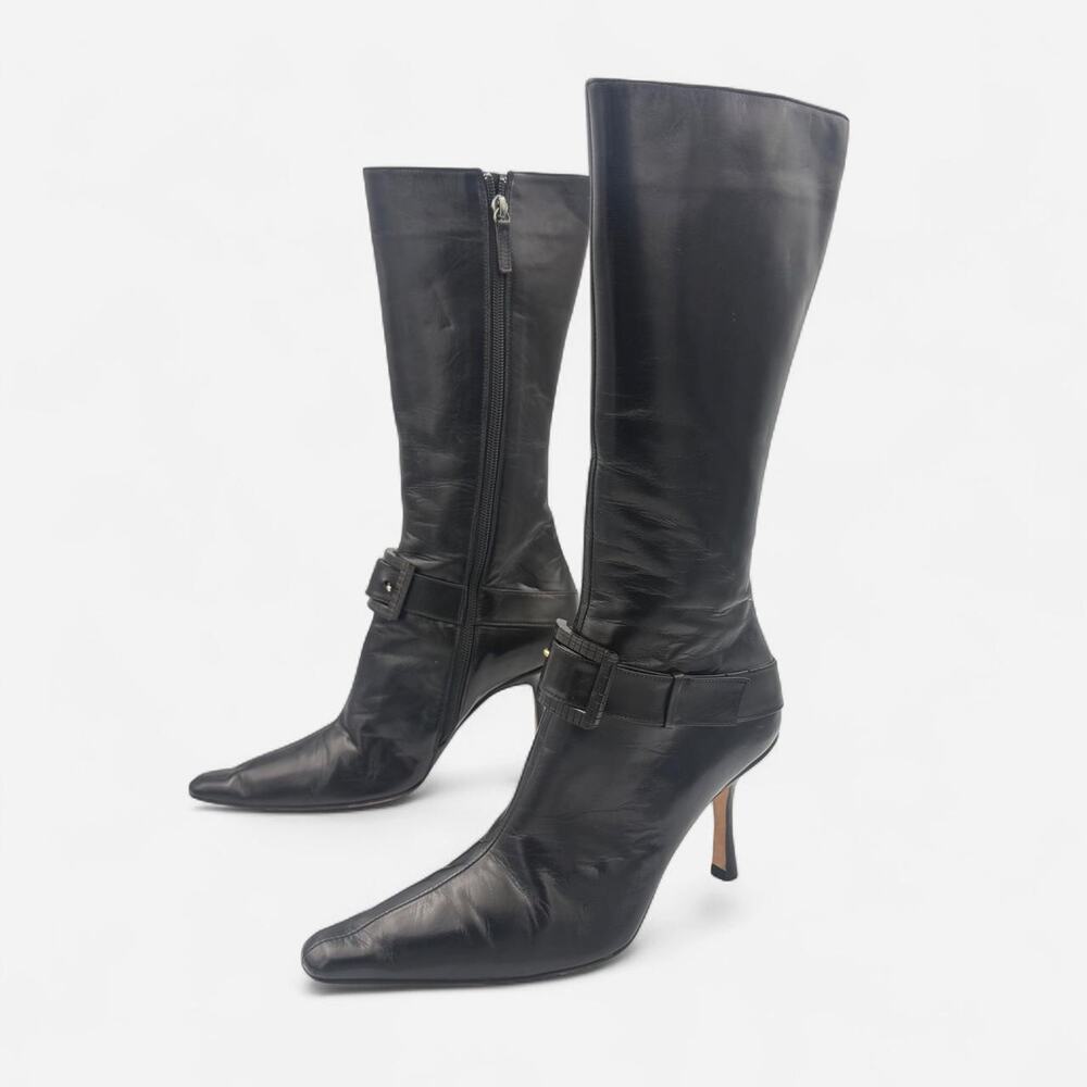 Vintage Jimmy Choo Leather Knee-high Pointed Toe Boots